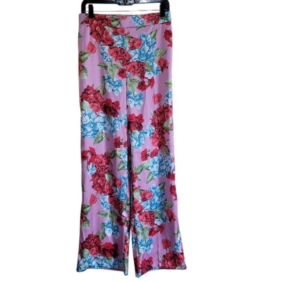 Rachel Zoe Women Satin Effect Steph Floral Print Wide-Leg Pants Size Small - Picture 2 of 6